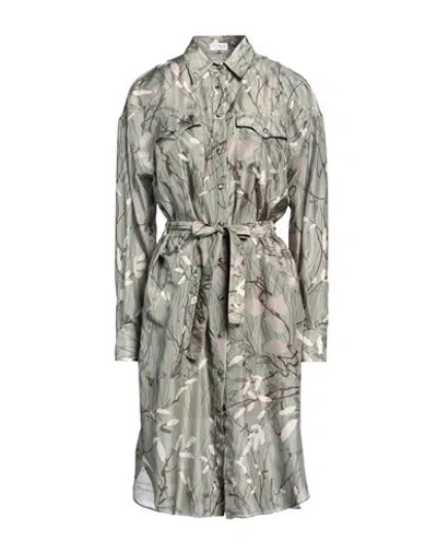 Brunello Cucinelli Woman Midi Dress Sage Green Size Xs Silk, Acetate