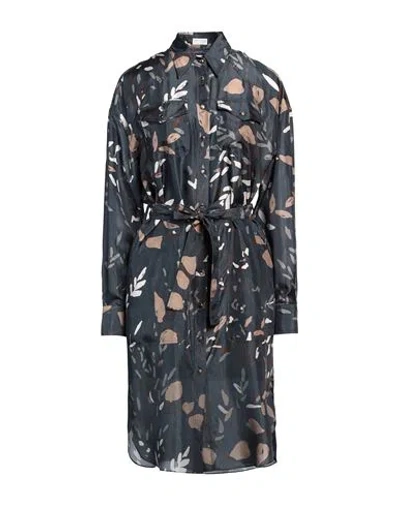Brunello Cucinelli Woman Midi Dress Slate Blue Size S Silk, Acetate