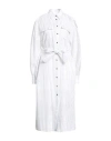 Brunello Cucinelli Woman Midi Dress White Size 3xl Cotton, Silk, Polyamide, Metallic Fiber, Ecobrass In White