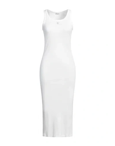 Brunello Cucinelli Woman Midi Dress White Size M Cotton, Elastane