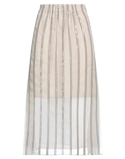 Brunello Cucinelli Woman Midi Skirt Beige Size 10 Silk