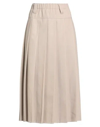 Brunello Cucinelli Woman Midi Skirt Beige Size 6 Cotton, Wool In Animal Print