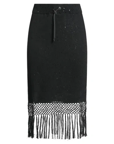 Brunello Cucinelli Woman Midi Skirt Black Size Xl Linen, Silk, Polyamide, Acetate