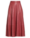 Brunello Cucinelli Woman Midi Skirt Brick Size 10 Leather In Red