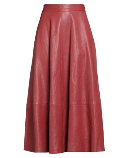 Brunello Cucinelli Woman Midi Skirt Brick Size 10 Leather In Red