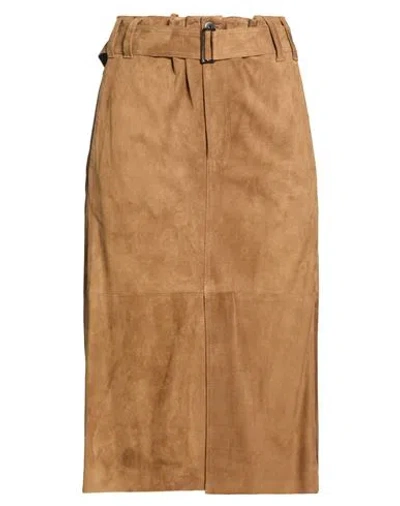 Brunello Cucinelli Woman Midi Skirt Brown Size 6 Leather In Multi