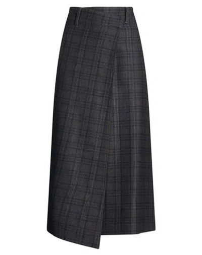 Brunello Cucinelli Woman Midi Skirt Charcoal Size 4 Virgin Wool, Elastane In Black