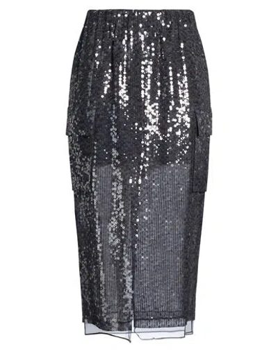 Brunello Cucinelli Woman Midi Skirt Charcoal Size 6 Silk In Gray