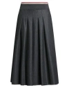 Brunello Cucinelli Woman Midi Skirt Charcoal Size 6 Virgin Wool In Black