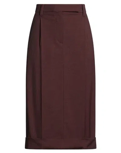 BRUNELLO CUCINELLI BRUNELLO CUCINELLI WOMAN MIDI SKIRT CHOCOLATE BROWN SIZE 6 ACETATE, VISCOSE