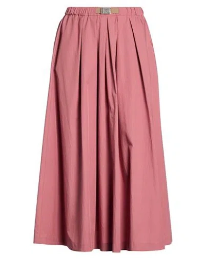Brunello Cucinelli Woman Midi Skirt Garnet Size 8 Cotton In Pink