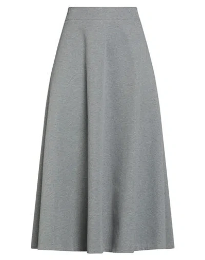 Brunello Cucinelli Woman Midi Skirt Grey Size 10 Cotton, Polyamide, Elastane In Gray