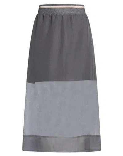 Brunello Cucinelli Woman Midi Skirt Grey Size 4 Silk In Black