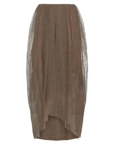 Brunello Cucinelli Woman Midi Skirt Khaki Size 6 Polyester In Beige