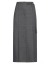 Brunello Cucinelli Woman Midi Skirt Lead Size 16 Virgin Wool, Elastane, Cotton, Brass In Grey