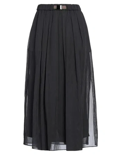 BRUNELLO CUCINELLI BRUNELLO CUCINELLI WOMAN MIDI SKIRT LEAD SIZE 0 COTTON, POLYESTER, ELASTANE