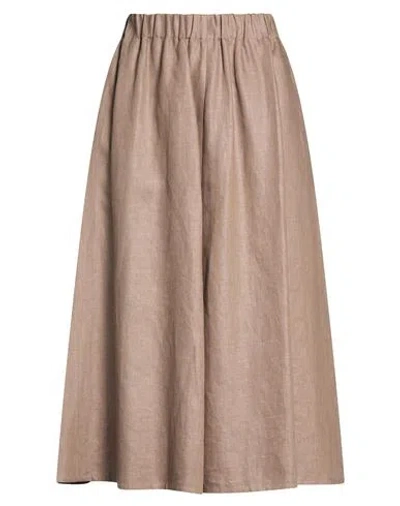 Brunello Cucinelli Woman Midi Skirt Light Brown Size 4 Linen In White