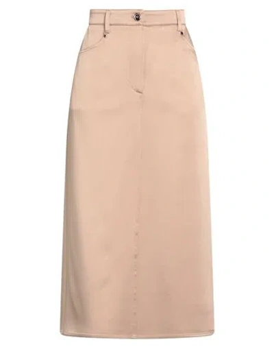 Brunello Cucinelli Woman Midi Skirt Light Brown Size 8 Acetate, Viscose, Brass In Beige