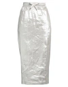Brunello Cucinelli Woman Midi Skirt Platinum Size 6 Linen, Polyester, Elastane In Grey