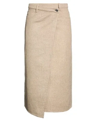 Brunello Cucinelli Woman Midi Skirt Sand Size 4 Virgin Wool In Neutral