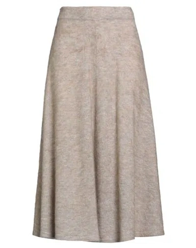 Brunello Cucinelli Woman Midi Skirt Sand Size S Mohair Wool, Virgin Wool, Polyamide, Cashmere, Silk