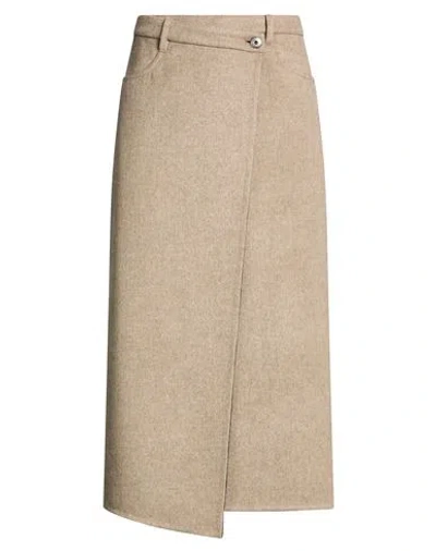 Brunello Cucinelli Woman Midi Skirt Taupe Size 2 Virgin Wool In Transparent
