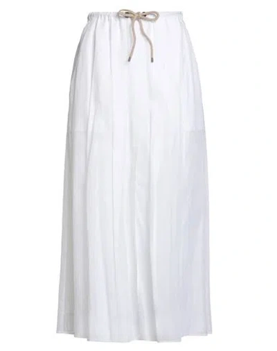 Brunello Cucinelli Woman Midi Skirt White Size 10 Cotton, Ecobrass