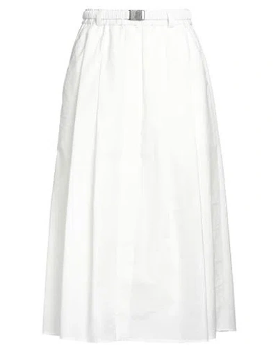 Brunello Cucinelli Woman Midi Skirt White Size 8 Cotton, Polyamide, Brass