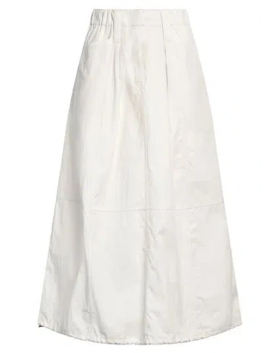 Brunello Cucinelli Woman Midi Skirt White Size 4 Cotton, Polyamide, Brass