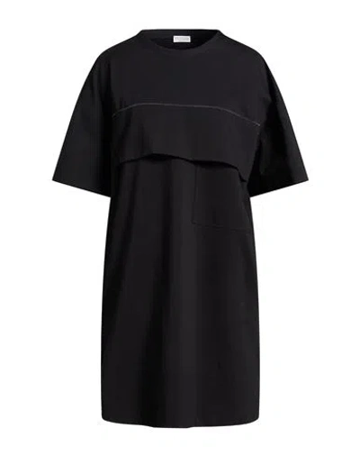 Brunello Cucinelli Woman Mini Dress Black Size S Cotton, Polyamide, Elastane, Brass