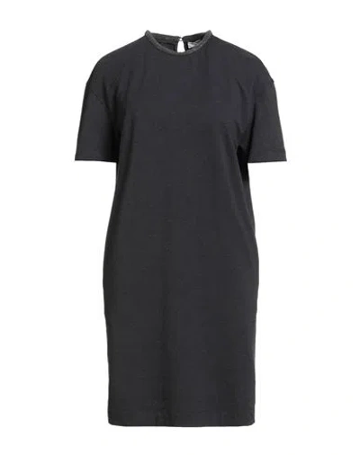 Brunello Cucinelli Woman Mini Dress Charcoal Size L Cotton, Elastane In Gray