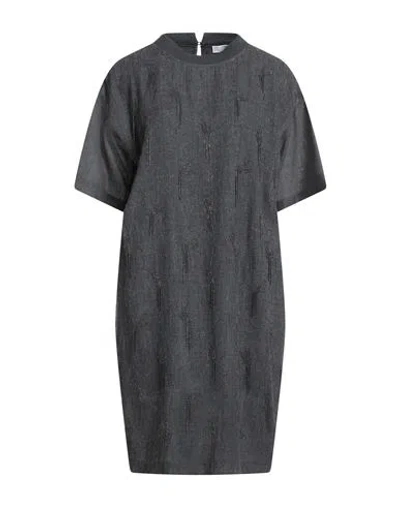 Brunello Cucinelli Woman Mini Dress Charcoal Size M Virgin Wool, Cotton, Elastane In Gray