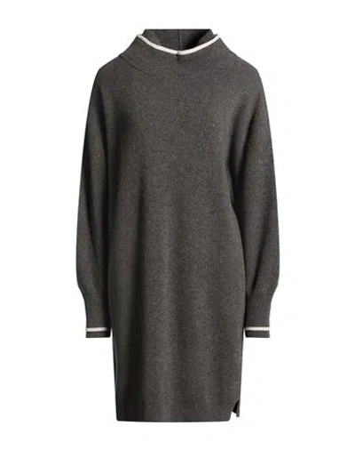 Brunello Cucinelli Woman Mini Dress Charcoal Size S Virgin Wool, Cashmere, Silk In Gray