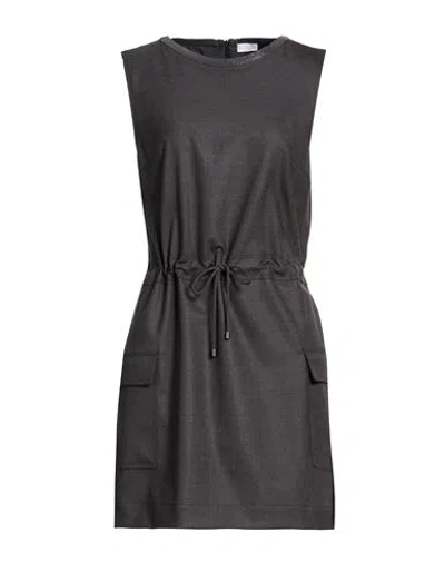 Brunello Cucinelli Woman Mini Dress Charcoal Size S Virgin Wool, Elastane, Ecobrass In Grey