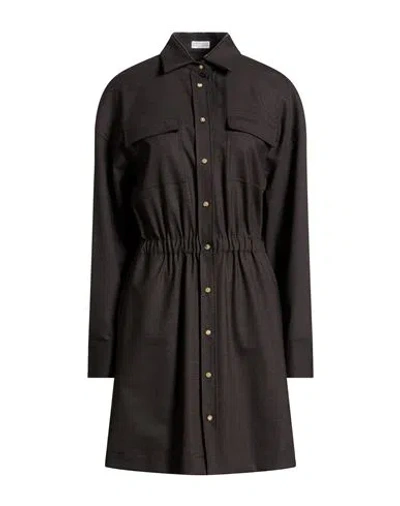 Brunello Cucinelli Woman Mini Dress Charcoal Size Xs Virgin Wool, Elastane, Ecobrass In Grey