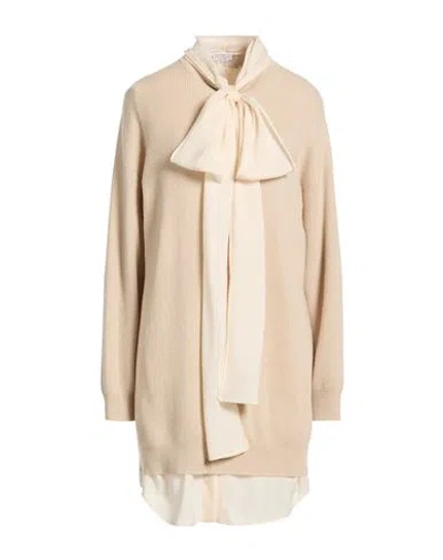 Brunello Cucinelli Woman Mini Dress Ivory Size M Cashmere, Polyester, Cupro, Elastane In Neutral