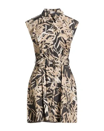 Brunello Cucinelli Woman Mini Dress Khaki Size Xl Cotton, Brass In Black
