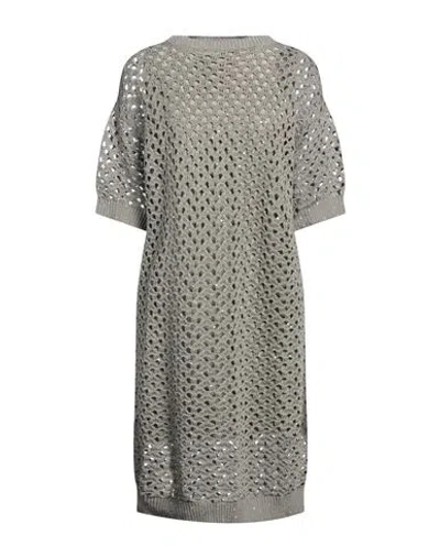 Brunello Cucinelli Woman Mini Dress Military Green Size M Cotton, Linen, Silk, Polyamide