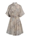Brunello Cucinelli Woman Mini Dress Sand Size 3xl Silk, Brass In Beige