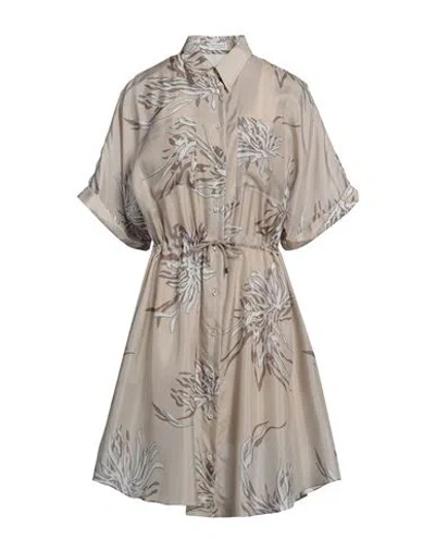Brunello Cucinelli Woman Mini Dress Sand Size 3xl Silk, Brass In Beige