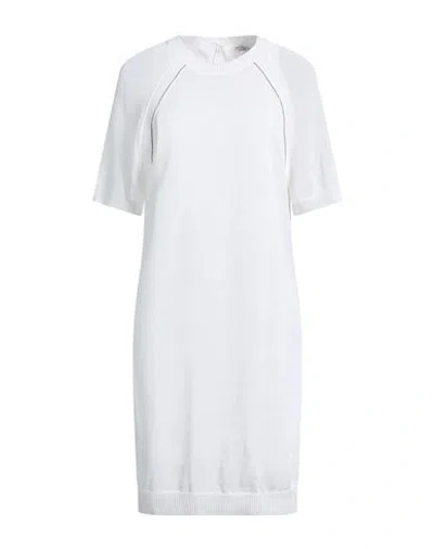 Brunello Cucinelli Woman Mini Dress White Size L Cotton, Brass