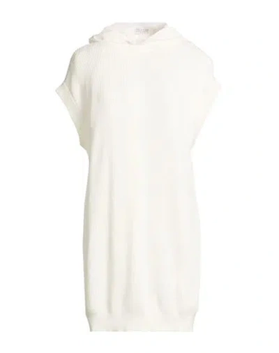 Brunello Cucinelli Woman Mini Dress White Size M Cotton, Brass