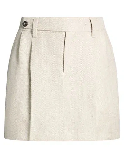 Brunello Cucinelli Woman Mini Skirt Beige Size 6 Linen In White