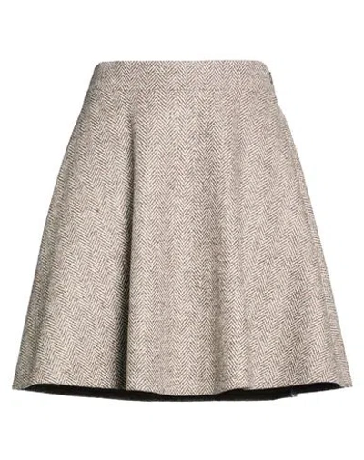 Brunello Cucinelli Woman Mini Skirt Brown Size 2 Virgin Wool, Polyamide In Neutral