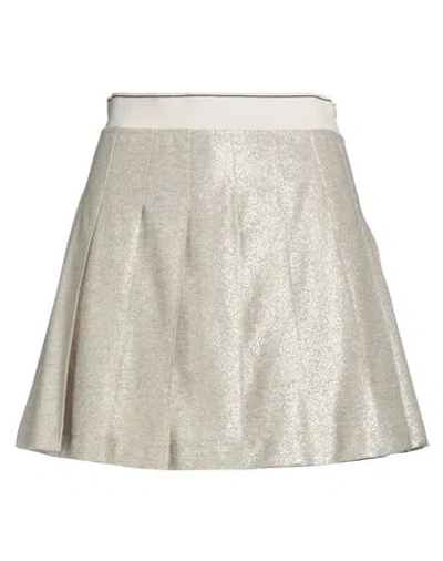 Brunello Cucinelli Woman Mini Skirt Gold Size M Linen, Cotton, Metallic Fiber, Polyamide, Elastane