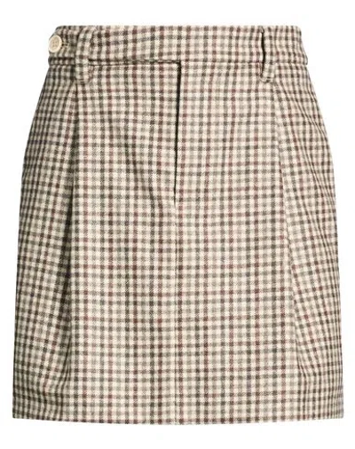 Brunello Cucinelli Woman Mini Skirt Khaki Size 4 Virgin Wool In Brown
