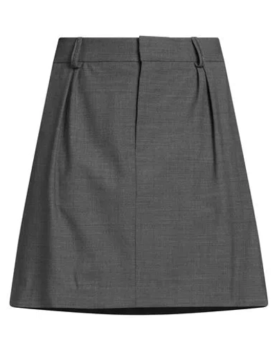 Brunello Cucinelli Woman Mini Skirt Lead Size 6 Wool, Polyamide, Elastane, Ecobrass In Grey