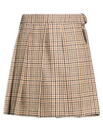 Brunello Cucinelli Woman Mini Skirt Sand Size 6 Virgin Wool In Brown