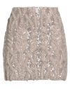 Brunello Cucinelli Woman Mini Skirt Taupe Size L Alpaca Wool, Polyamide, Wool, Polyester, Metallic F In Gray