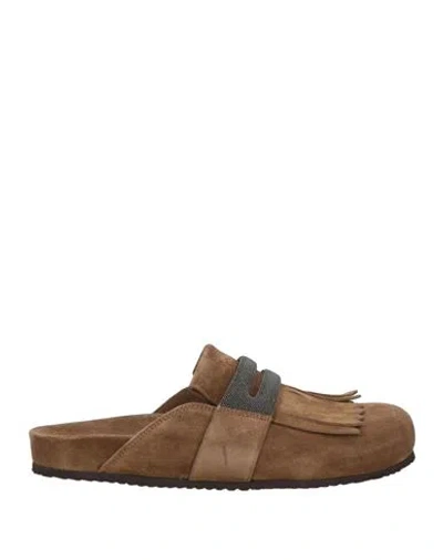 Brunello Cucinelli Woman Mules & Clogs Brown Size 7 Leather